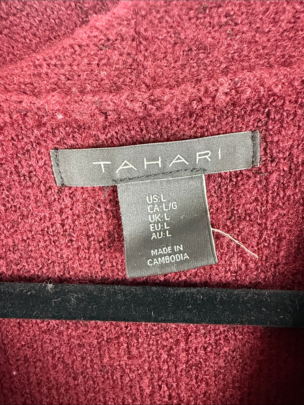 Tahari Asymmetric Zip Wool Blend Cardigan Coat Sweater Burgundy Red L - Picture 3 of 12
